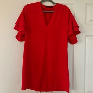Zara Red Ruffle Dress